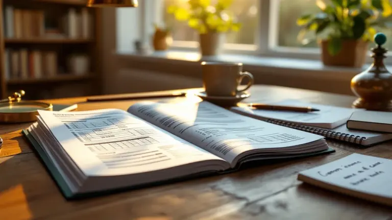 Техническая документация на оборудование и рабочие заметки на столе под настольной лампой