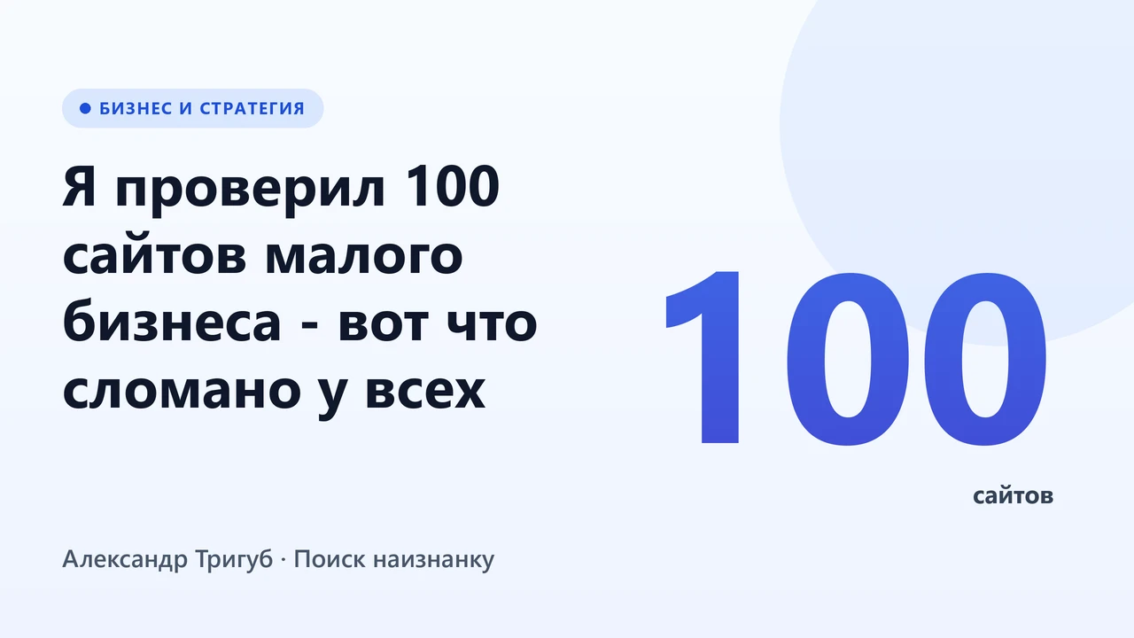 Обложка: Я проверил 100 сайтов малого бизнеса - вот что сломано у всех